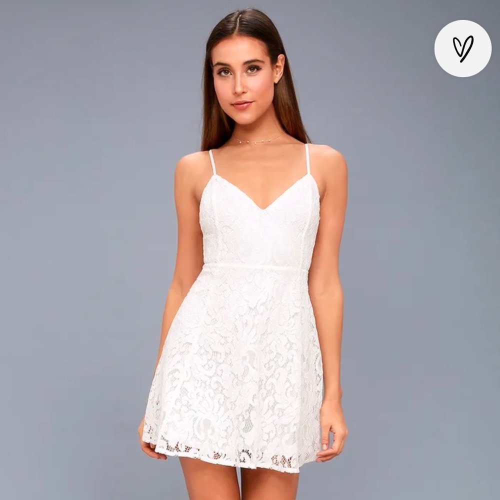 Lulus Magnolia Blossom White Lace Skater Dress